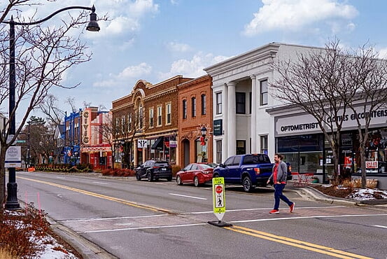 Downtown strip of Farmington Hills